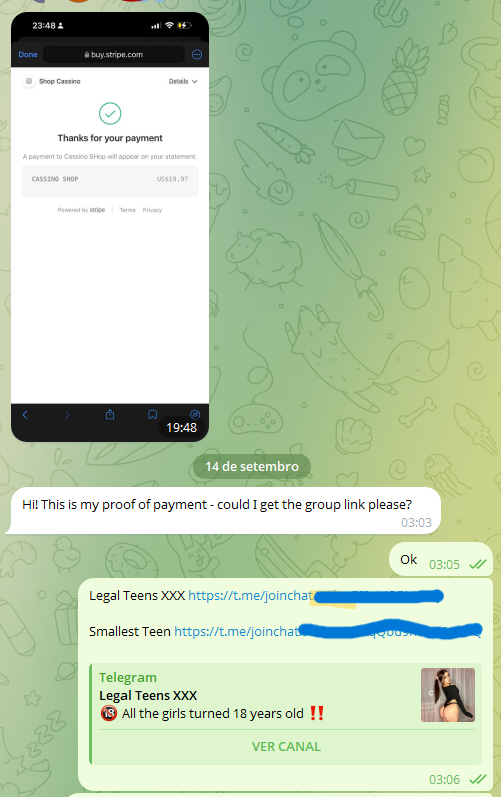 Proof of payment 14/09