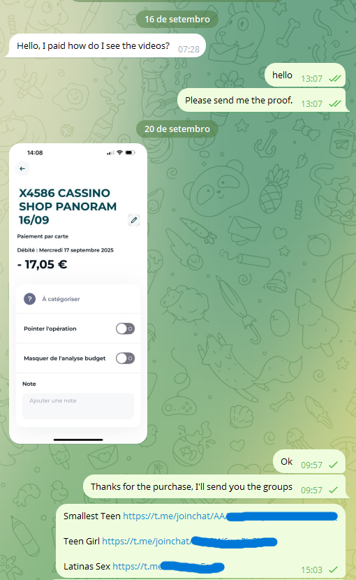 Proof of payment 20/09